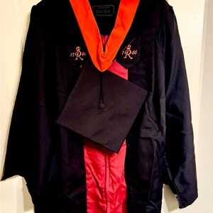 Black and Red Graduation Gown Set